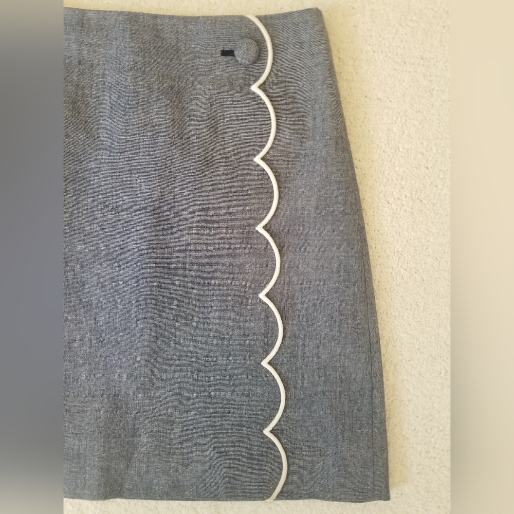 J. CREW Chambray Skirt w/Scalloped Detail | SZ 00 - Picture 9 of 10